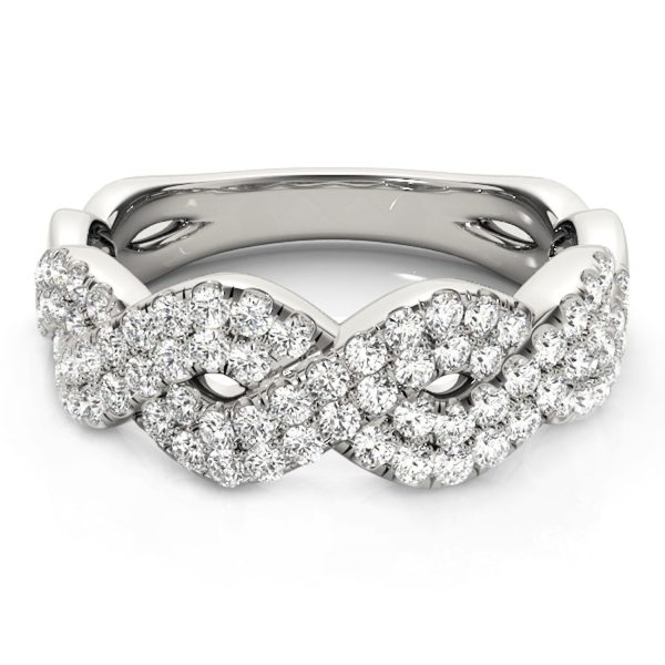 Diamond Studded Interlocking Waves Ring in 14k White Gold (5/8 cttw) 1
