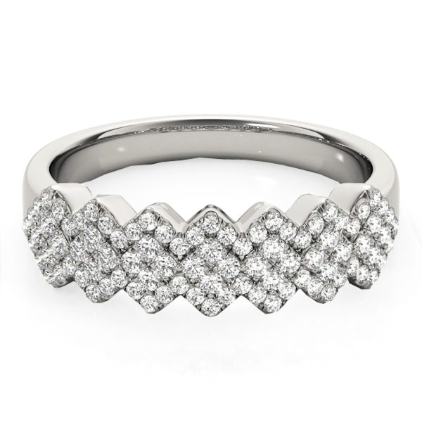 Diamond Studded Wide Multi-Diagonal Pattern Ring in 14k White Gold (5/8 cttw) 1