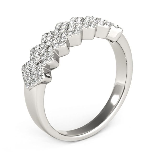 Diamond Studded Wide Multi-Diagonal Pattern Ring in 14k White Gold (5/8 cttw) 3