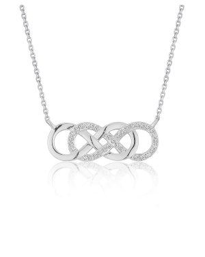 Double Infinity Diamond Pendant in 14k White Gold