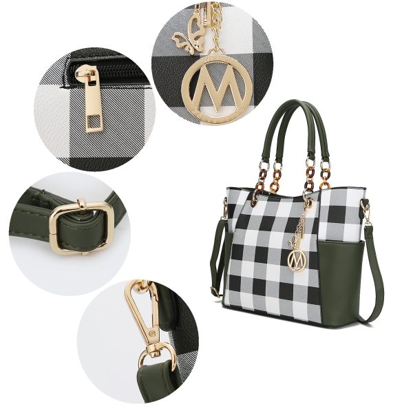 MKF Collection Bonita Checker Tote Handbag & Wallet Set Women by Mia K 2