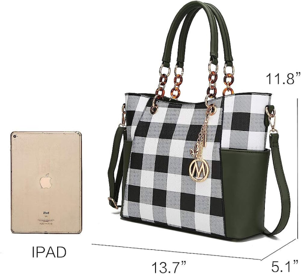 MKF Collection Bonita Checker Tote Handbag & Wallet Set Women by Mia K 28