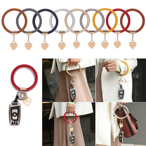 MKF Collection Jasmine Vegan Leather Women Bangle Wristlet Keychain set by Mia K 2