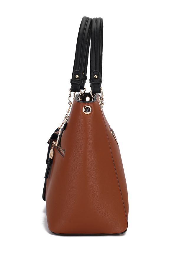 MKF Collection Julia Vegan Leather Color-block Women Satchel Bag by Mia K 3