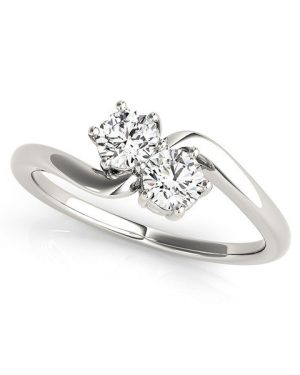 Solitaire Two Stone Diamond Ring in 14k White Gold (1/2 cttw)