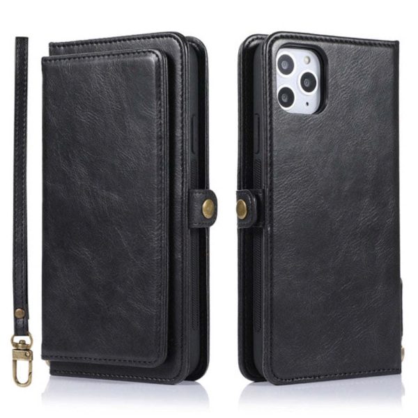 Vegan Leather Magnetic Card Holder Wallet Case with Strap for iPhone X to 14 Series 14