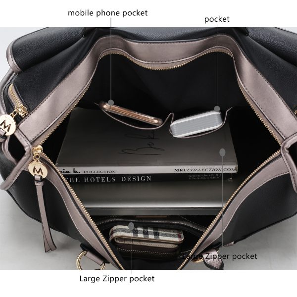 MKF Collection Genevieve Duffle Handbag Color Block Vegan Leather Women by Mia k 15